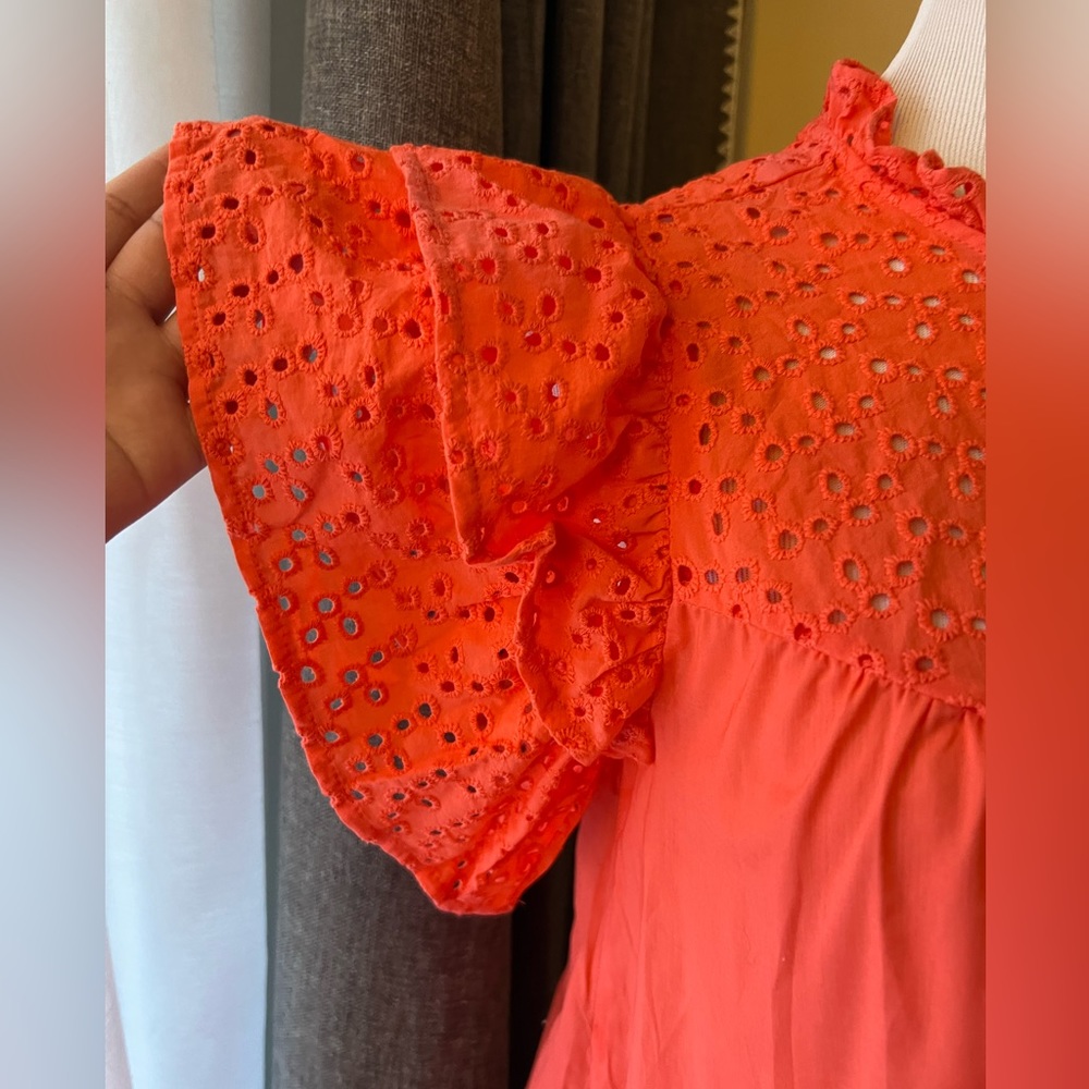 Orange Butterfly Sleeve Top - Picture 3 of 5